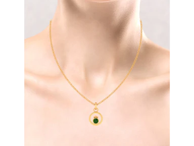 14k Gold Pendant With Spherical Designs And Green Stone - Image 5
