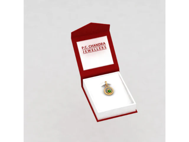 14k Gold Pendant With Spherical Designs And Green Stone - Image 6