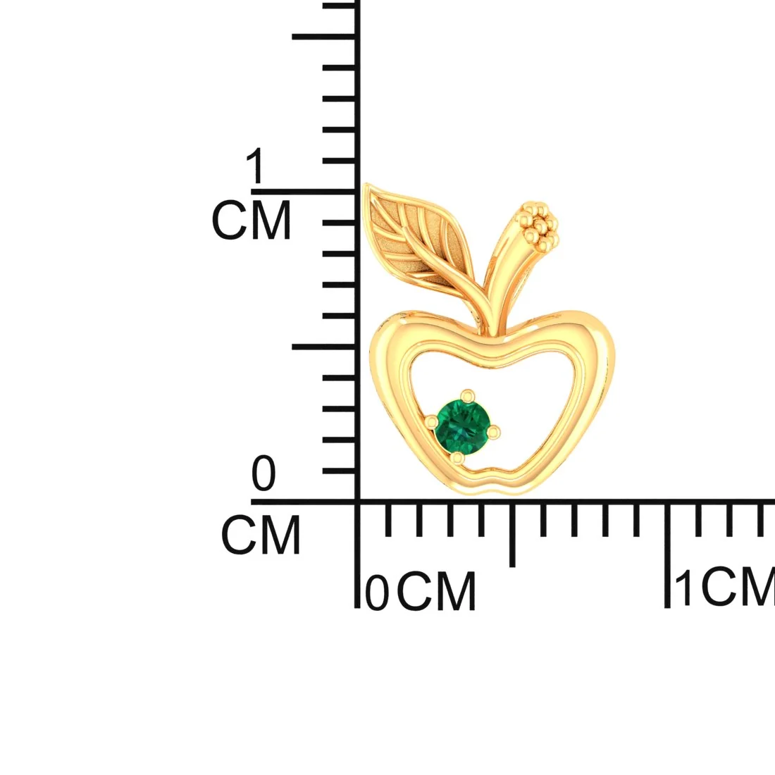 14K Gold Pendant (Without Chain) Apple Design With Stone Accent - Image 4