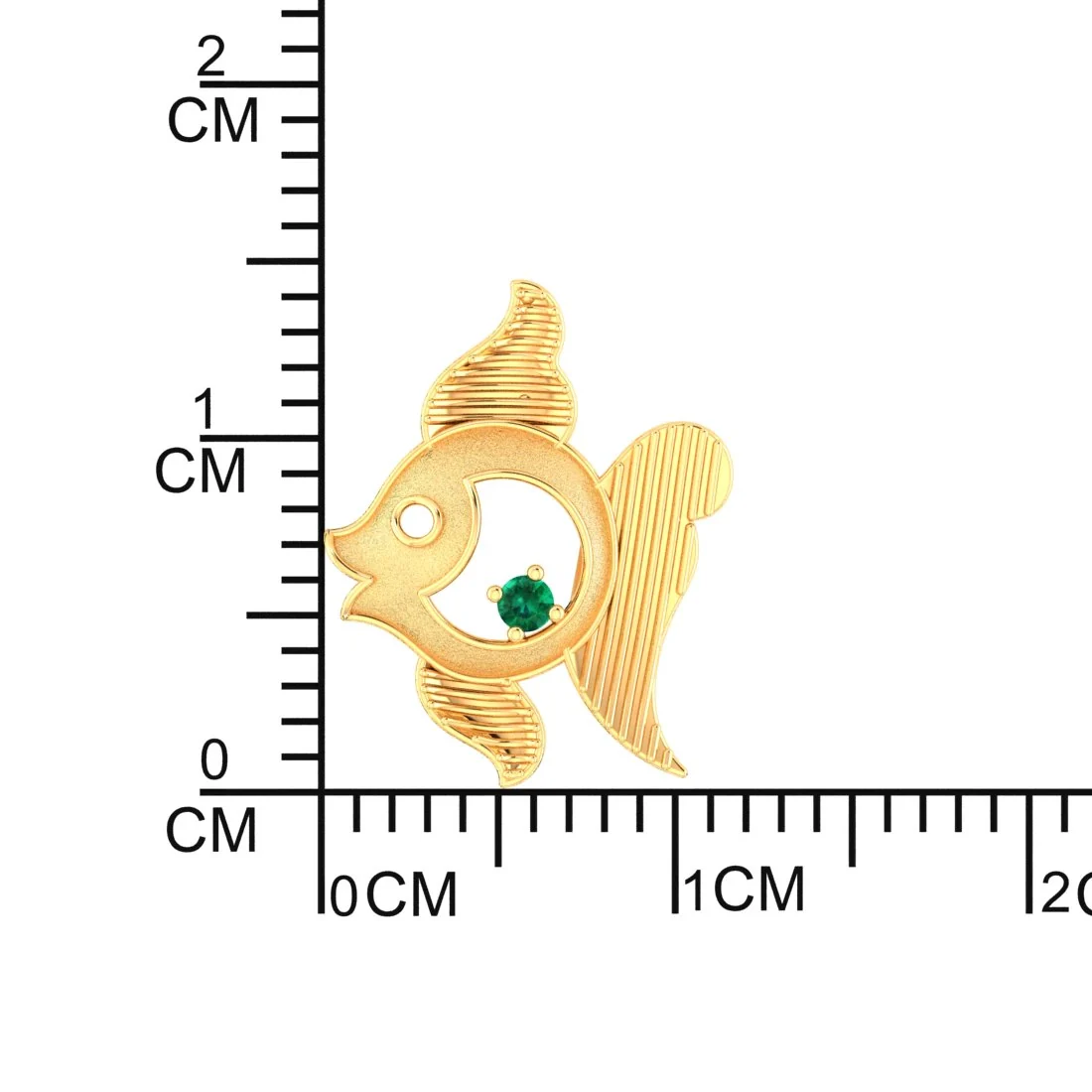14K Gold Pendant (Without Chain) Fish Design With Stone Accent - Image 4