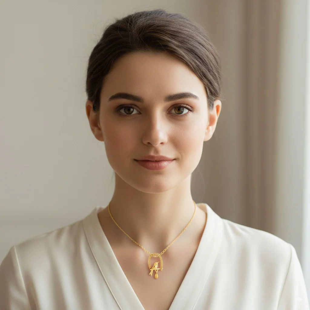 14K Gold Pendant (Without Chain) With Bird On A Horseshoe Design - Image 3