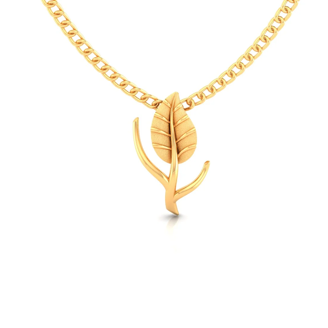 14K Gold Pendant (Without Chain) With Branched Out Leaf Design - Image 2