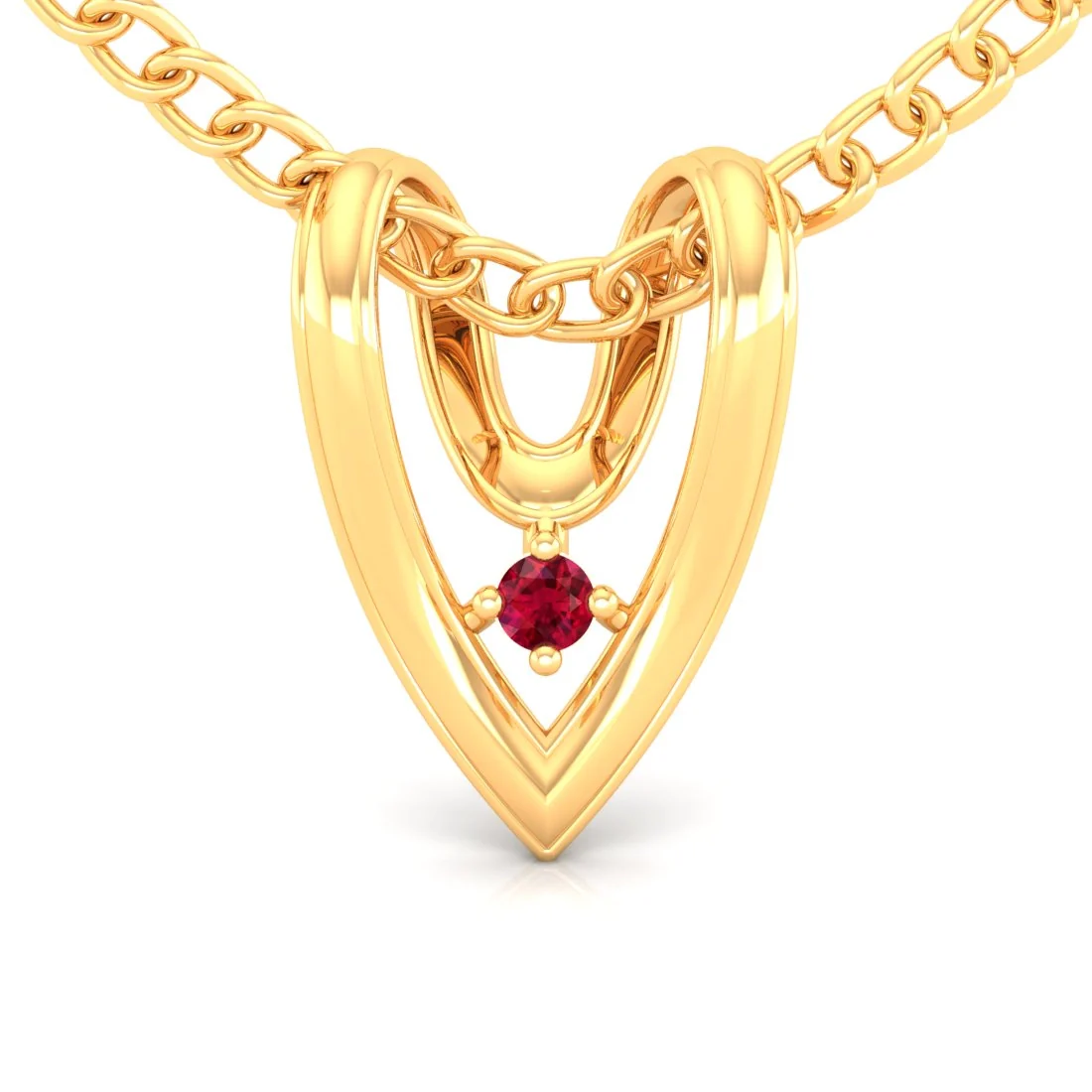 14K Gold Pendant (Without Chain) With Delicately Curved Heart Design And Stone Accent - Image 2