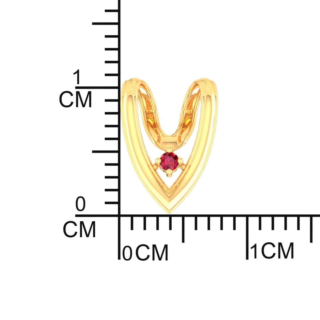 14K Gold Pendant (Without Chain) With Delicately Curved Heart Design And Stone Accent - Image 4