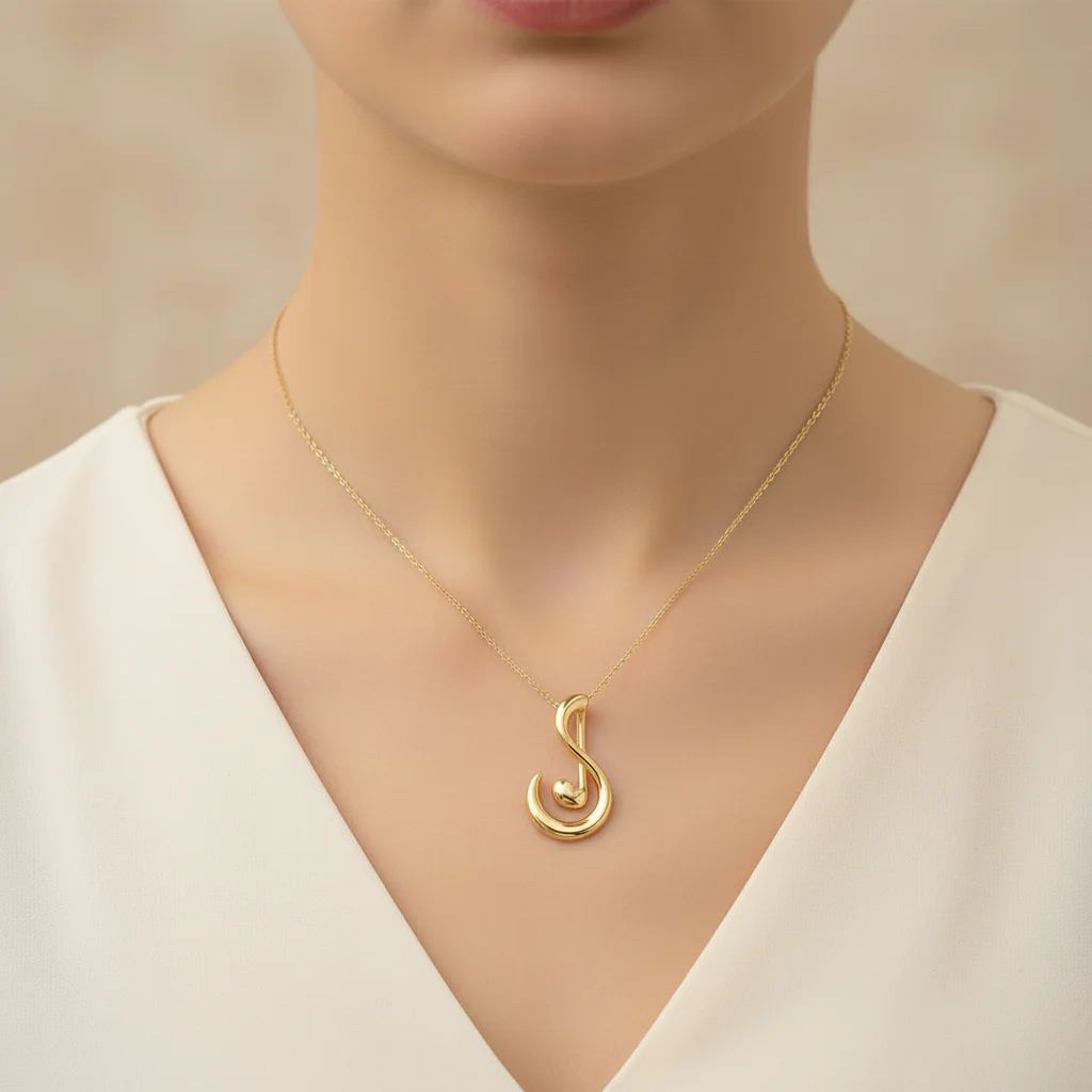 14K Gold Pendant (Without Chain) With Musical Symphony Design - Image 2