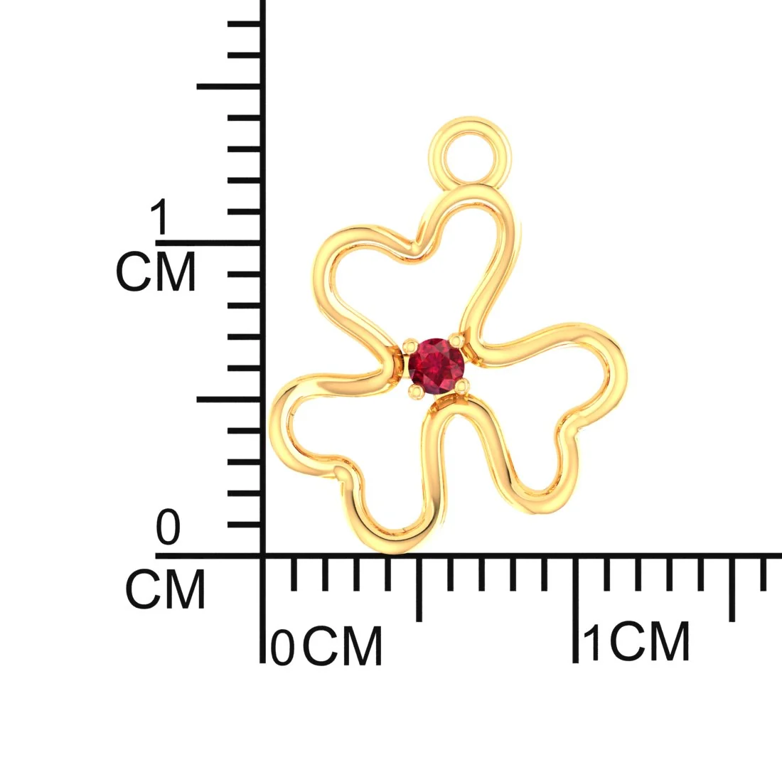 14K Gold Pendant (Without Chain) With Three Leaf Clover Design And Stone In The Centre - Image 4