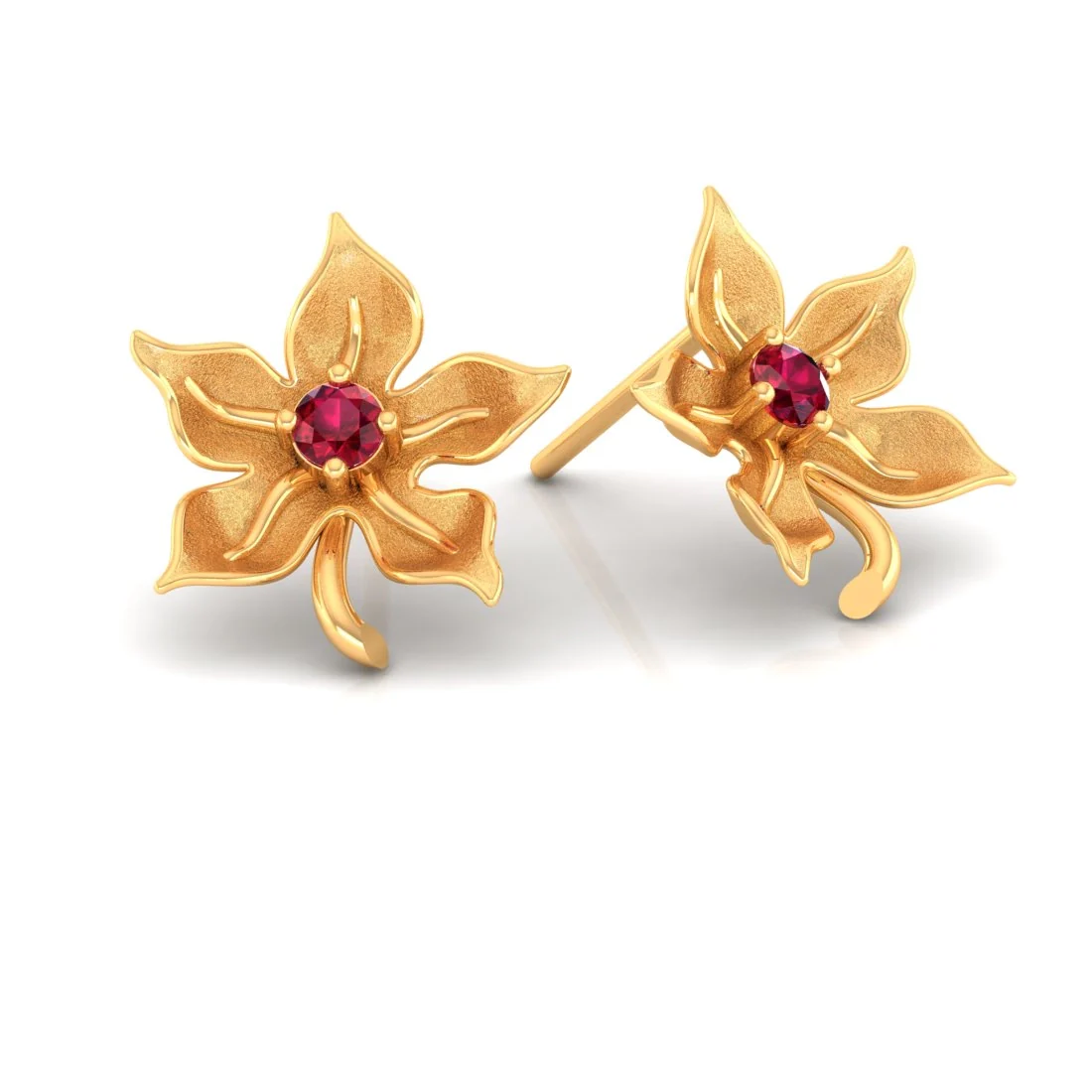 14K Gold Radiant Blossom Stud Earrings With Intricate Floral Designs - Image 4