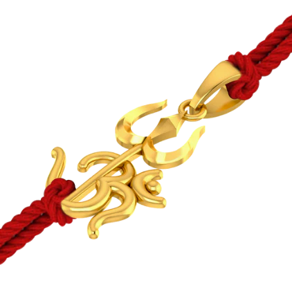 14k Gold Rakhi In Om & Tri Shul Motif - Image 3