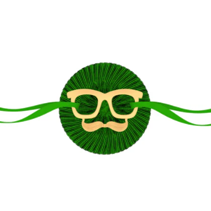 14k Gold Rakhi In Specs And Moustache Motif - Image 2