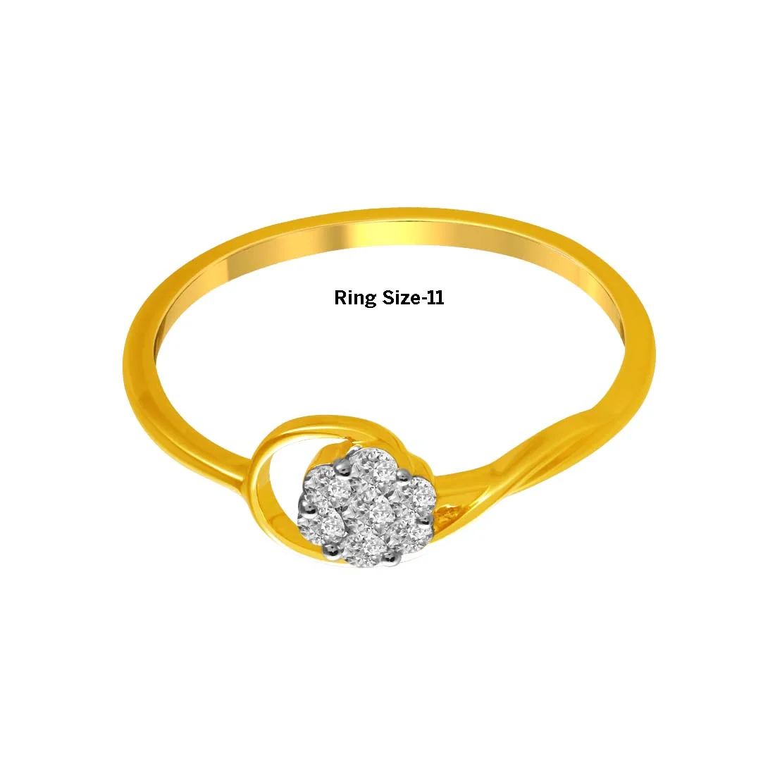 14K Gold Ring Featuring A Curved Design And A Diamond Studded Circular Cluster Set On The Band - Image 5