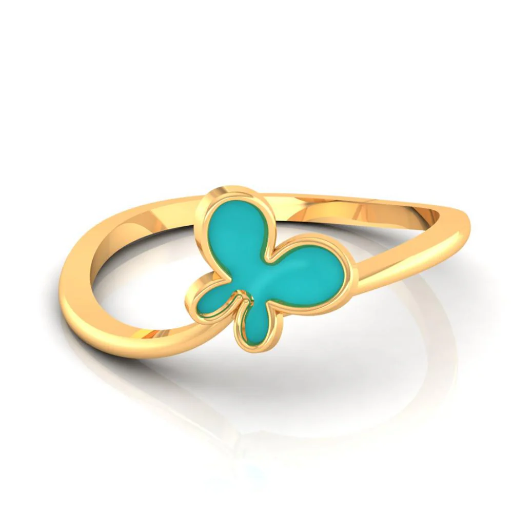 14k Gold Ring With A Butterfly On Top - Image 3