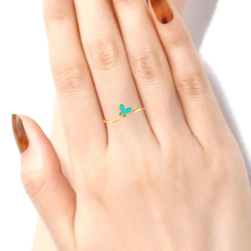 14k Gold Ring With A Butterfly On Top - Image 5