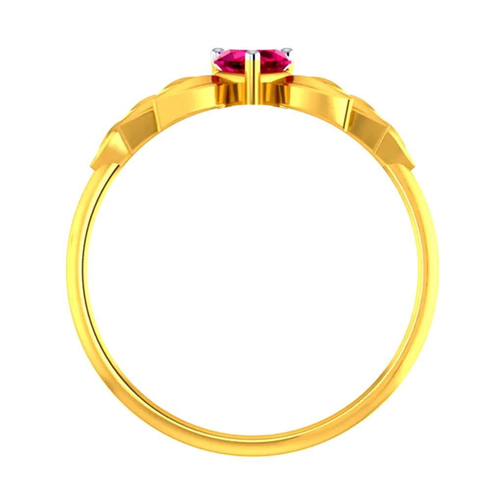 14k Gold Ring With A Heart And Leafy Designs - Image 5