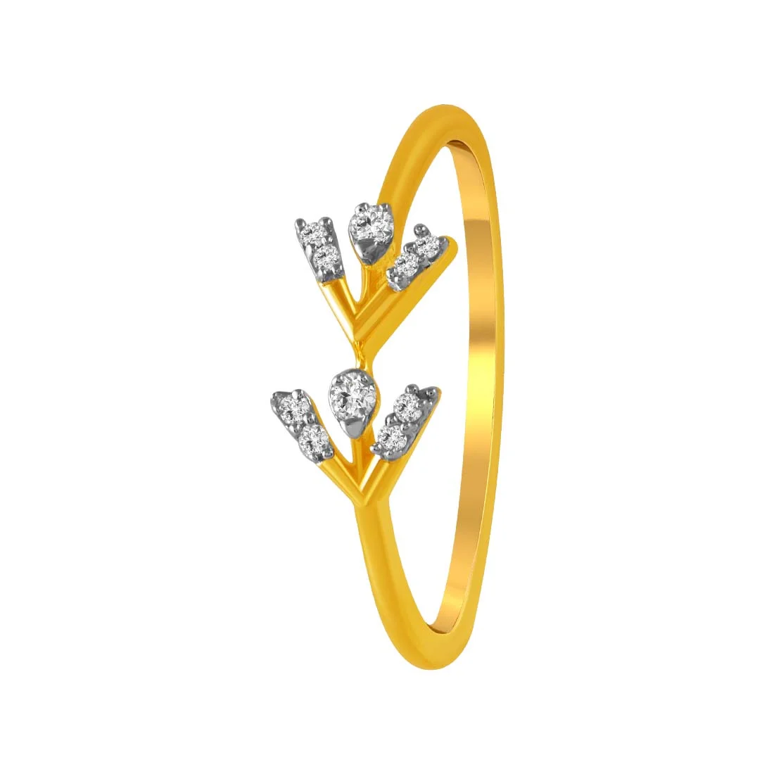 14K Gold Ring With Branch-like Designs And Diamond Accents - Image 2
