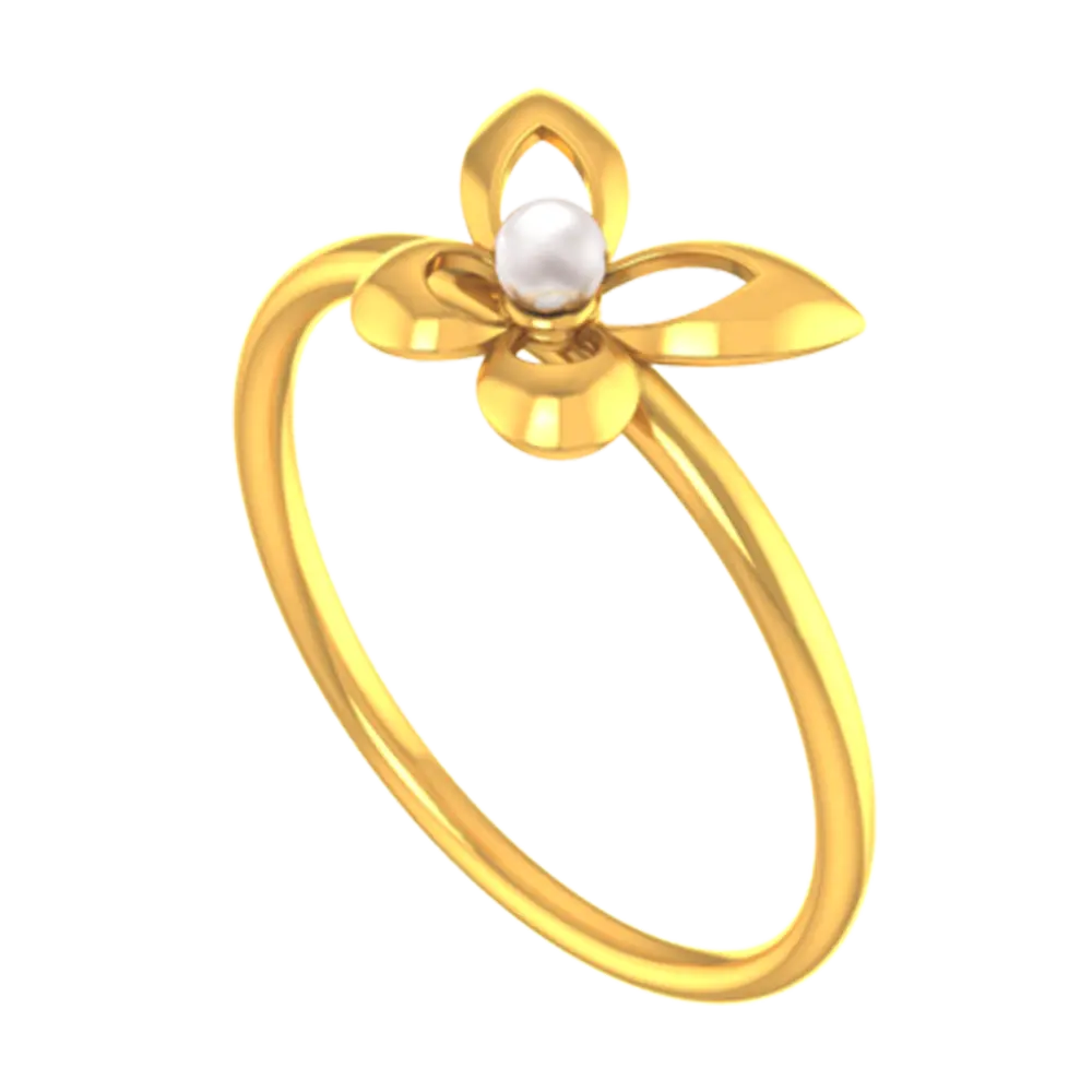 14k Gold Ring With Butterfly Wings And A Pearl In The Middle - Image 3