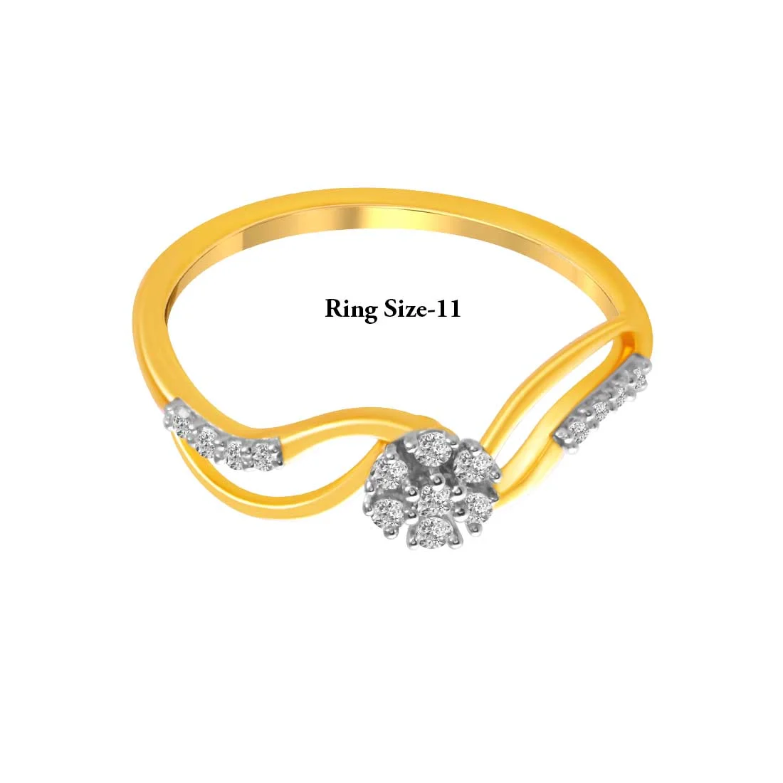 14K Gold Ring With Diamond-studded Curved Bands And A Floral Design In The Centre - Image 4