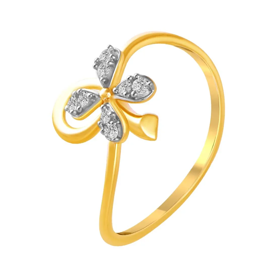 14K Gold Ring With Diamond Studded Floral Motif In The Centre - Image 2