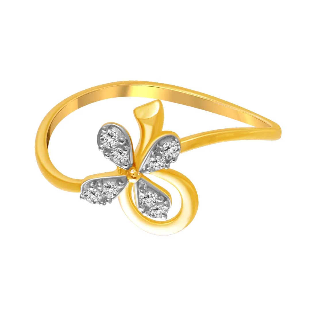 14K Gold Ring With Diamond Studded Floral Motif In The Centre - Image 3