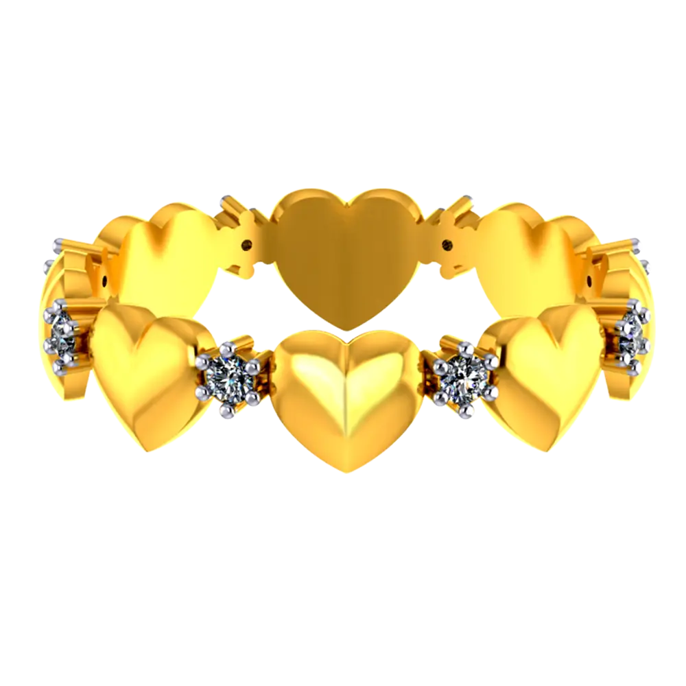 14k Gold Ring With Hearts And American Diamonds In A Halo Design - Image 2