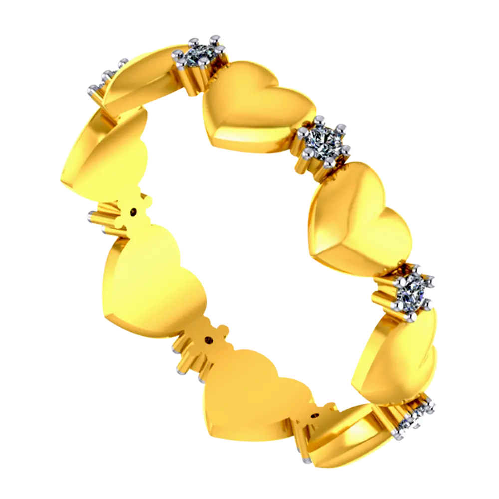 14k Gold Ring With Hearts And American Diamonds In A Halo Design - Image 3