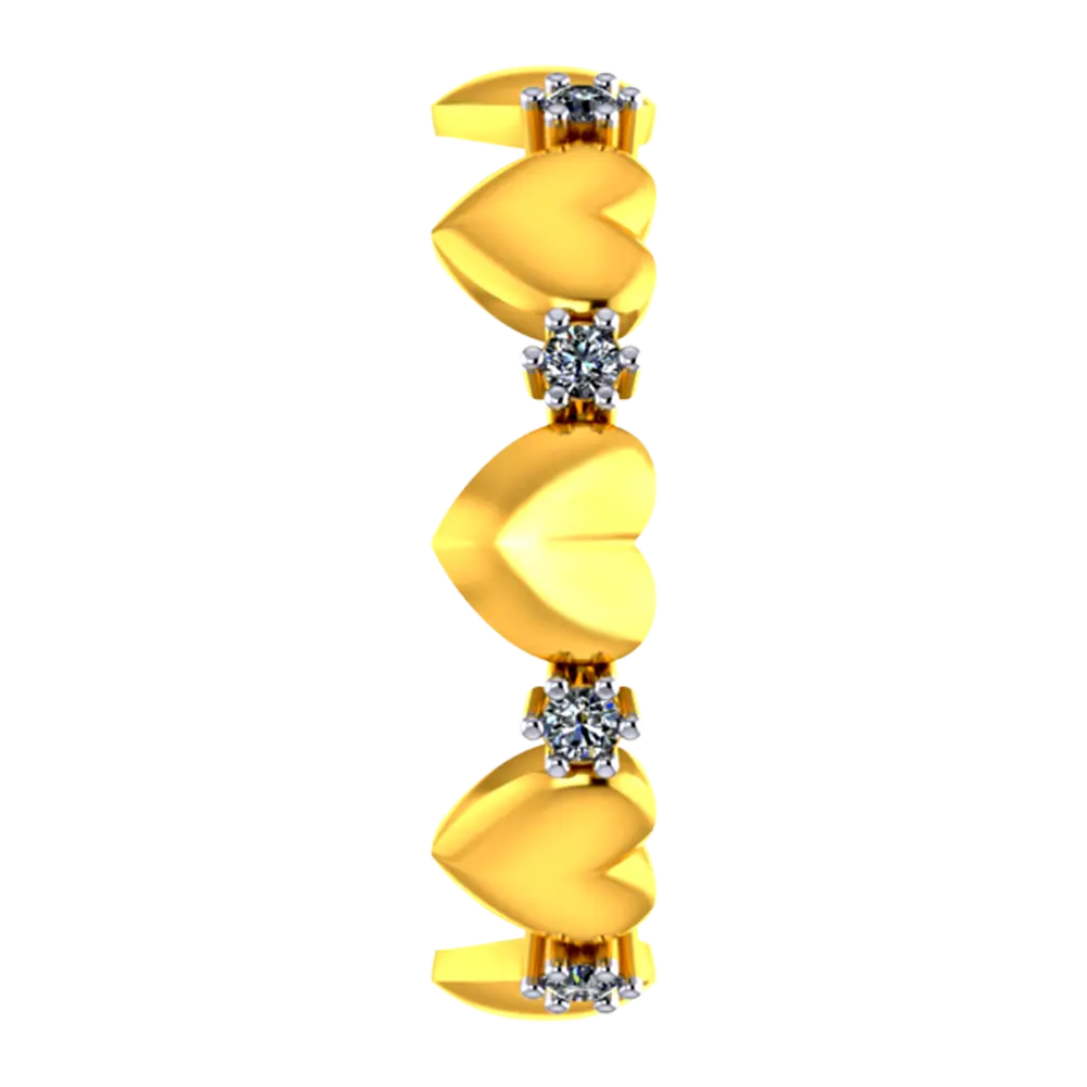 14k Gold Ring With Hearts And American Diamonds In A Halo Design - Image 4