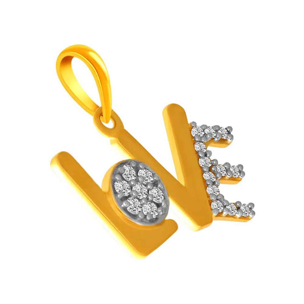 14k Gold  Studded Love Pendant - Image 3