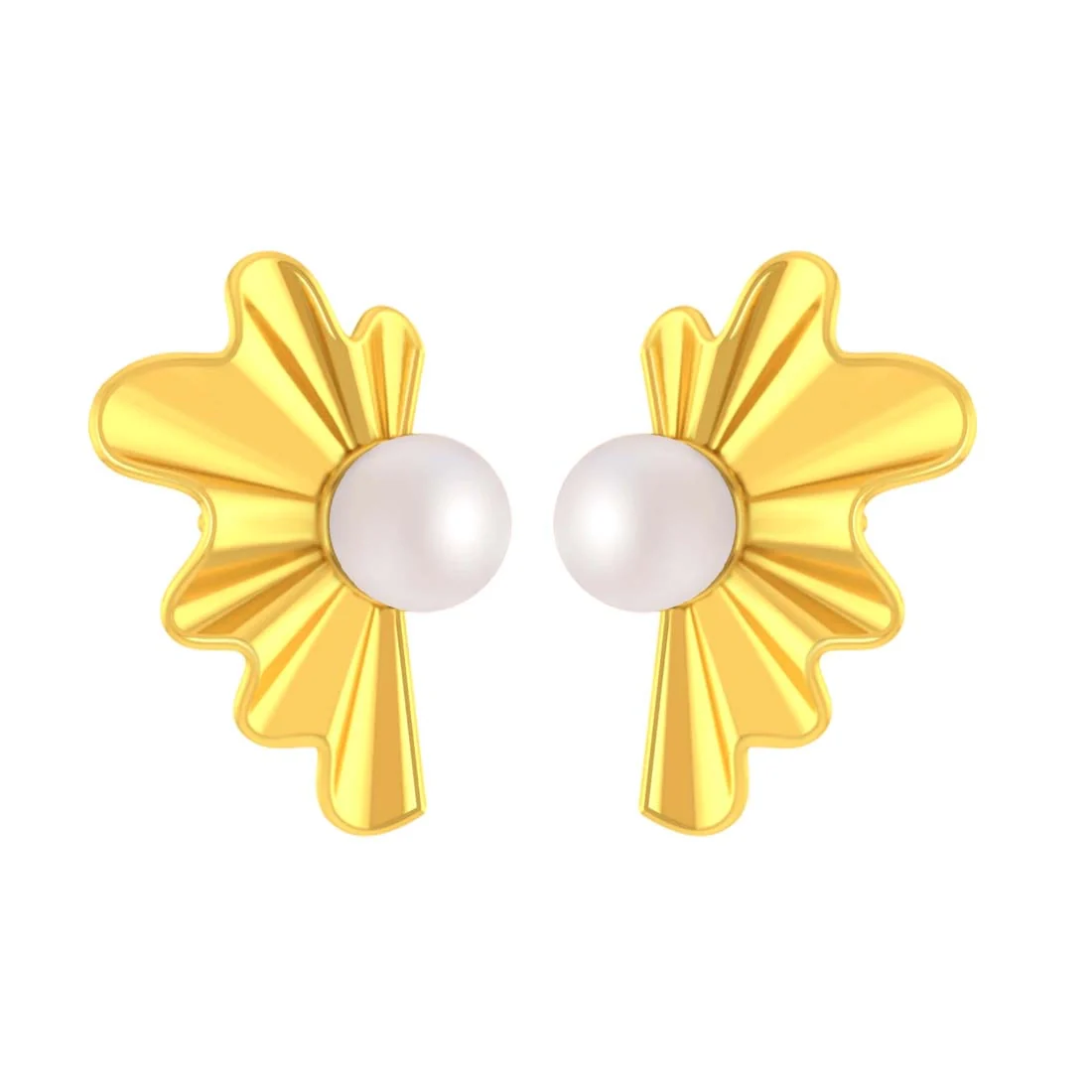 14K Gold Sunburst Radiant & Lightweight Pearl Stud Earrings for Women - Image 2