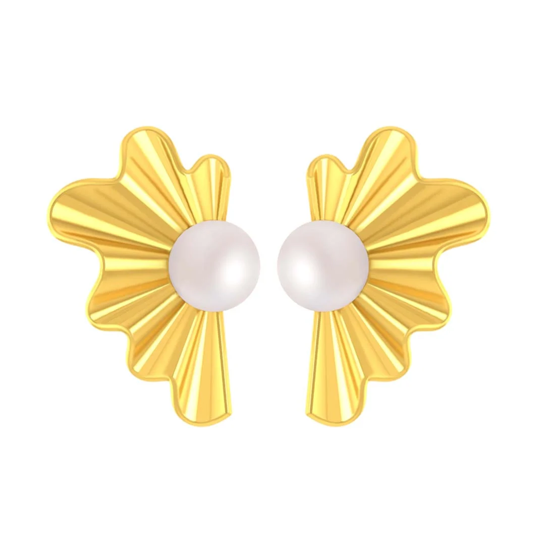 14K Gold Sunburst Radiant & Lightweight Pearl Stud Earrings for Women - Image 4
