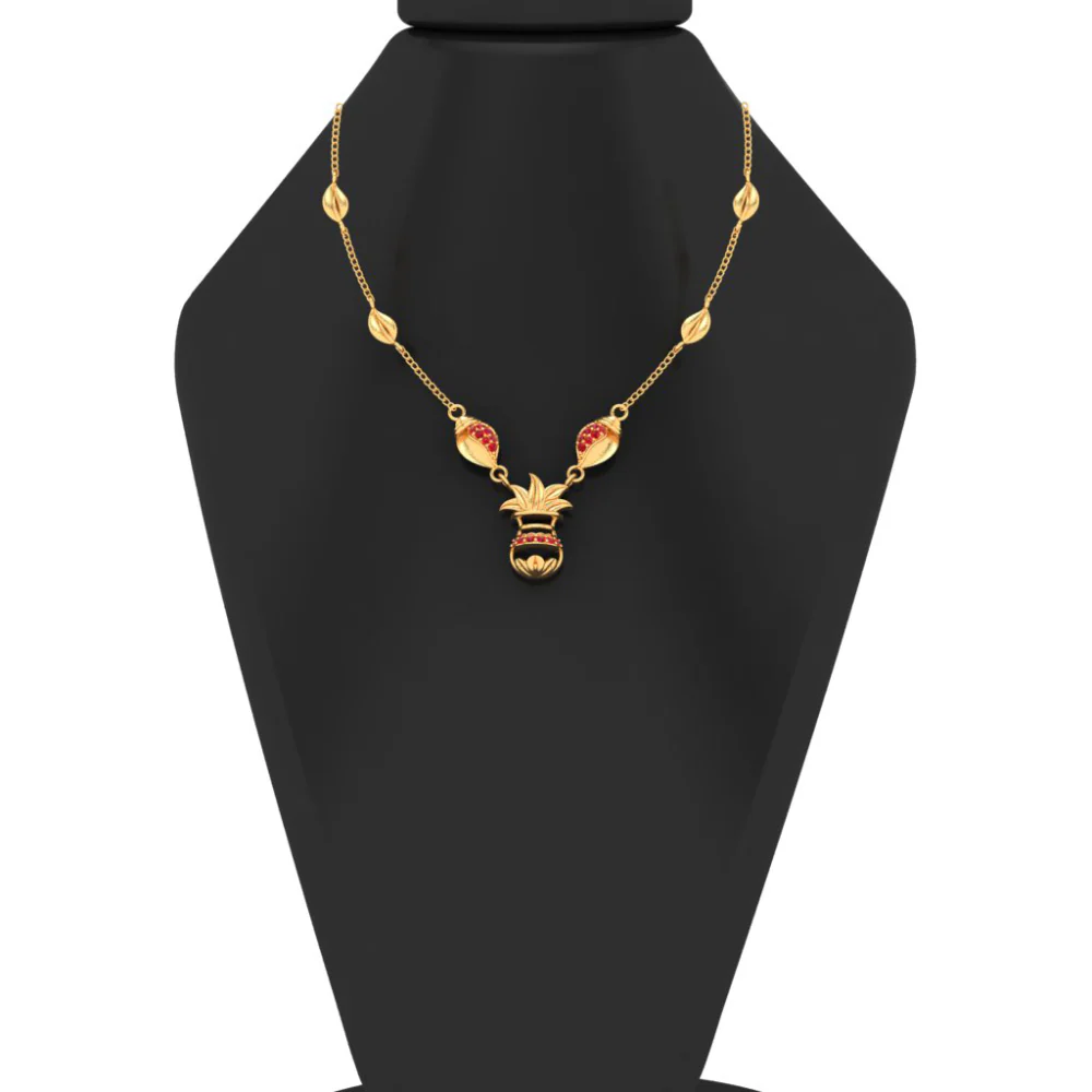 14k Gold Traditional Necklace With Red Stone - Image 7