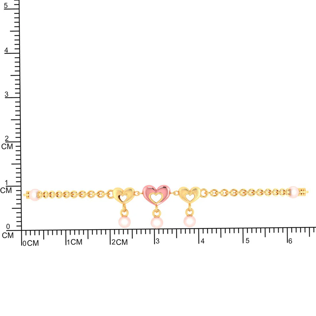14k Gold Triple Dangling Hearts Bracelet - Image 5