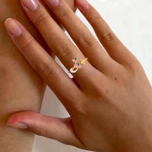14k Gorgeous Gold Ring Embedded With Finest Quality Stones From The Amazea Collection - Image 7