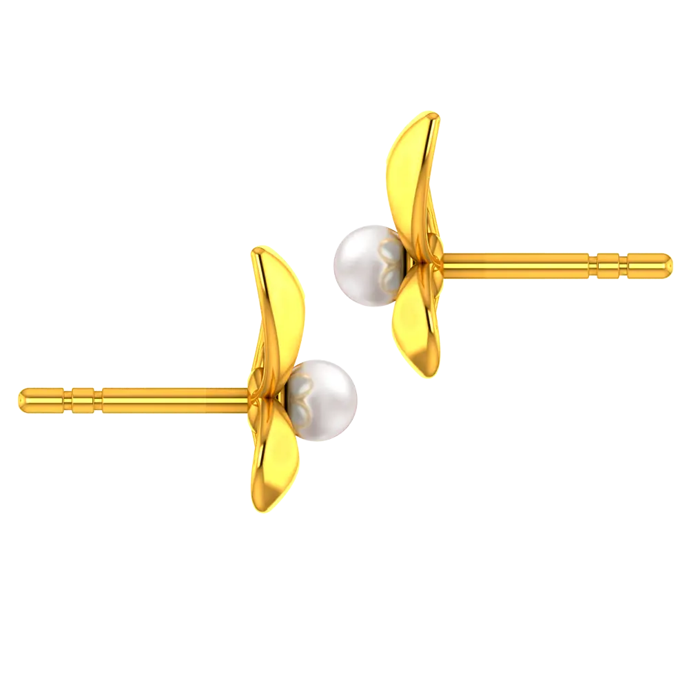 14k Graceful Pair Of Gold Earrings With The Design Of Butterfly Wings - Image 5