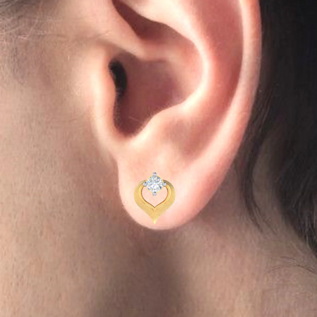 14k Heart Shape American Diamond Gold Earrings - Image 5