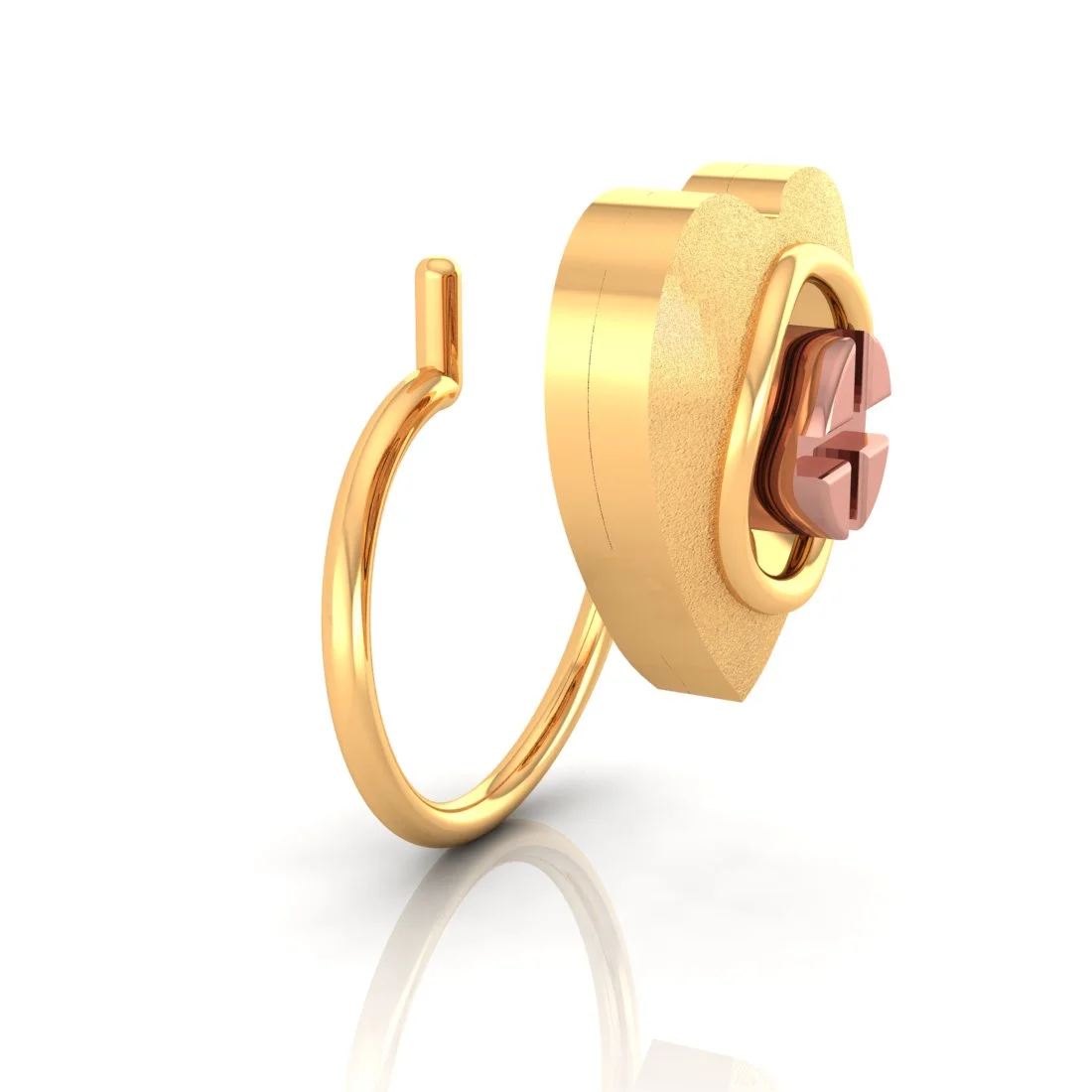 14k Heart Shaped Nose Ring With Pink Detail Exclusive Nose Pin - Image 3