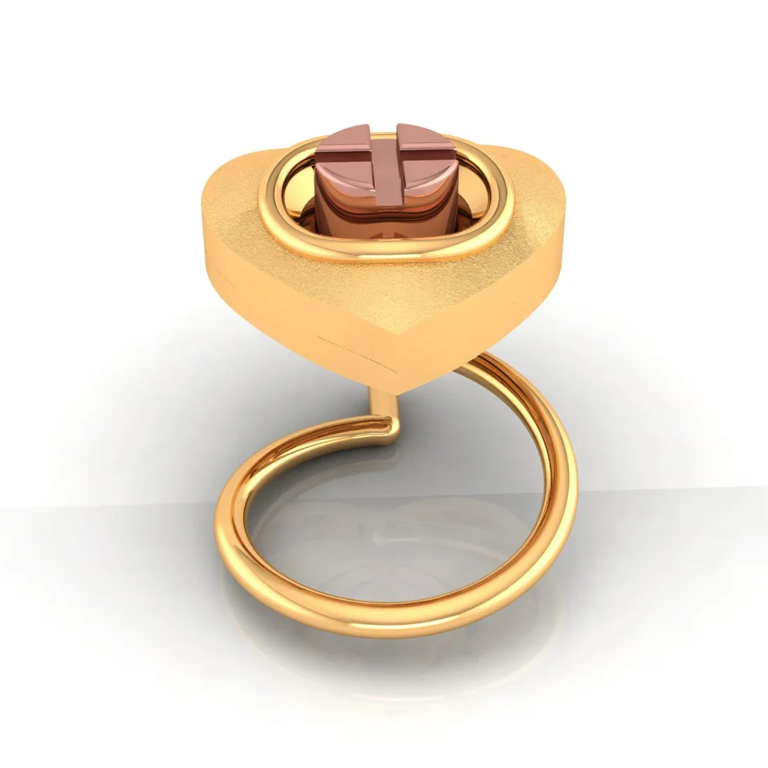 14k Heart Shaped Nose Ring With Pink Detail Exclusive Nose Pin - Image 4