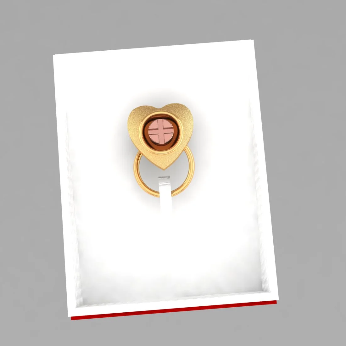 14k Heart Shaped Nose Ring With Pink Detail Exclusive Nose Pin - Image 5