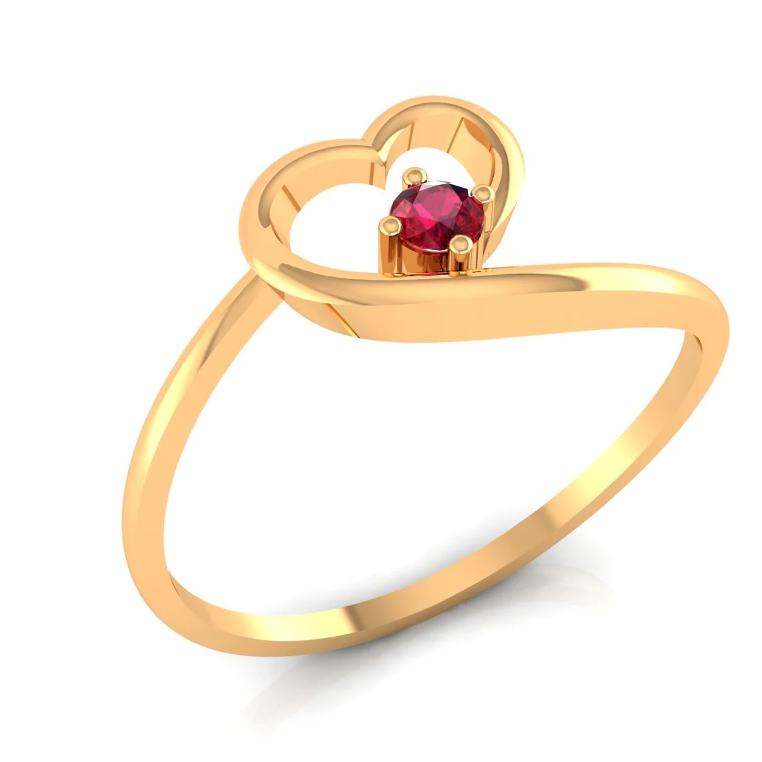 14K Heart-Shaped Yellow Gold Ring for Women - A Symbol of Love and Elegance - Image 2