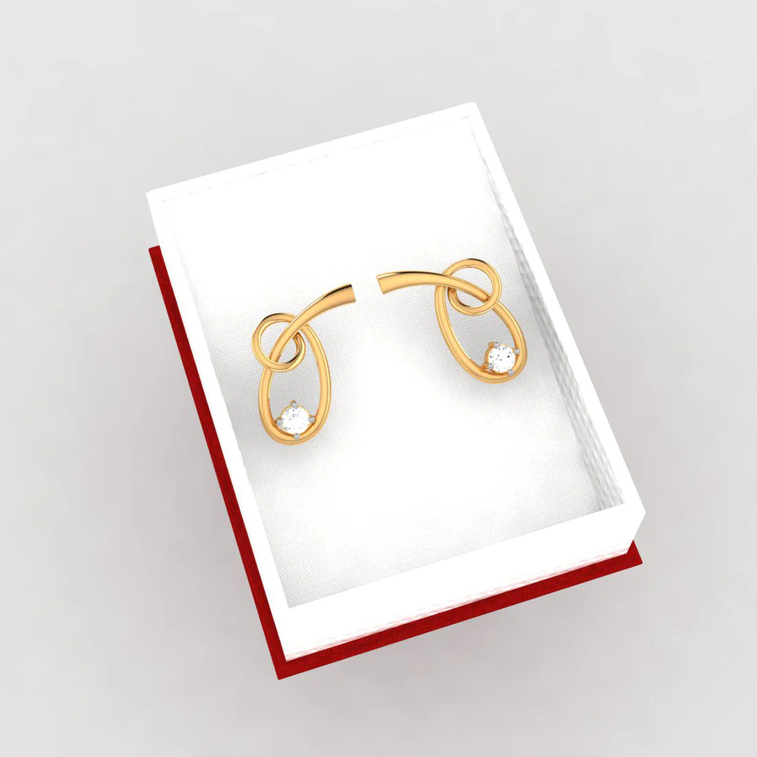 14k Knot Style American Diamond & Gold Earrings - Image 6