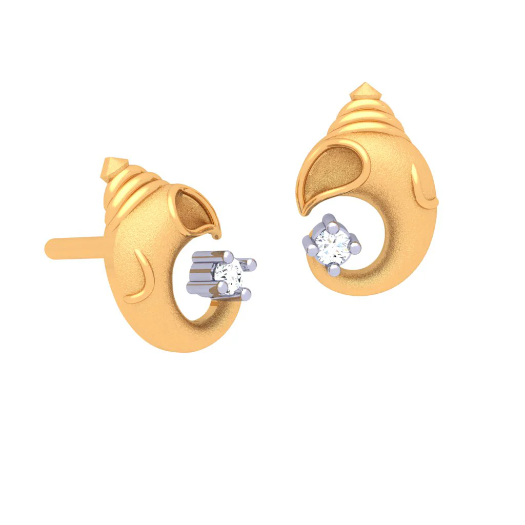 14k Lord Ganesh Gold Earrings With Yellow Gem From Online Exclusive - Image 5