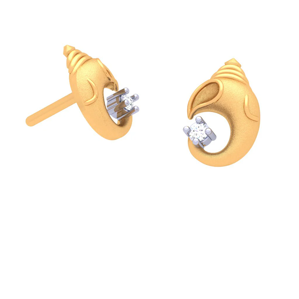 14k Lord Ganesh Gold Earrings With Yellow Gem From Online Exclusive - Image 6