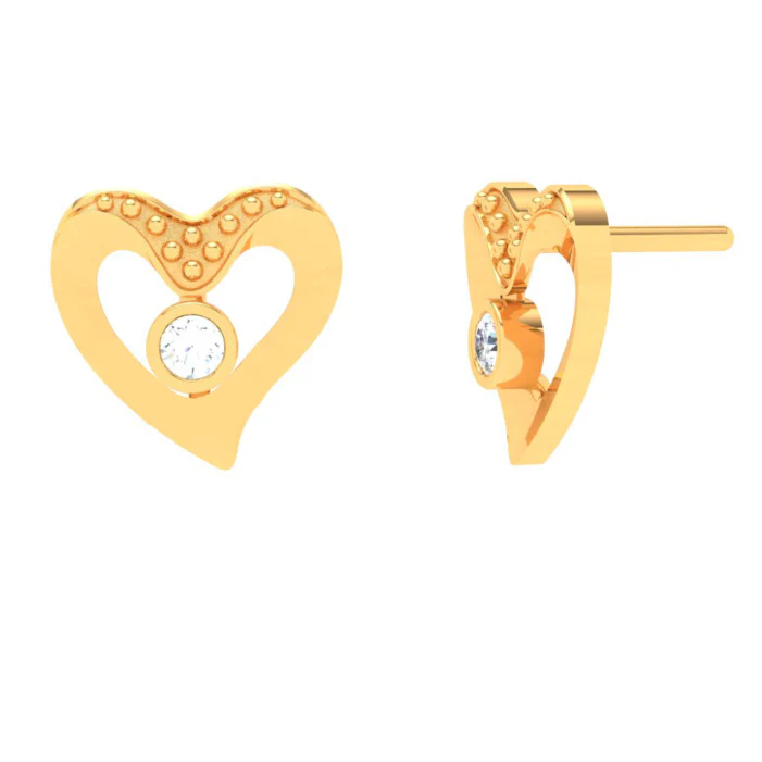 14k Love Shaped Gold Earrings With A Yellow Stone From Amazea Collection - Image 2