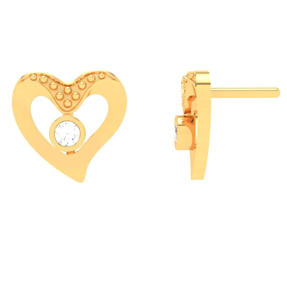 14k Love Shaped Gold Earrings With A Yellow Stone From Amazea Collection - Image 3