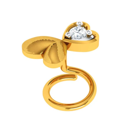 14k Lovely Butterfly Yellow Gold Nose Pin - Image 4