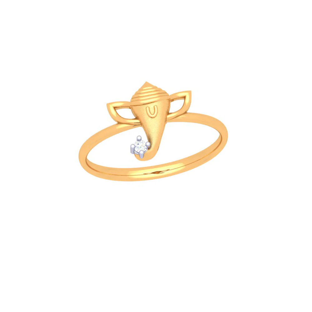 14k Majestic Ganesha Designed Gold Ring From Amazea Collection - Image 2