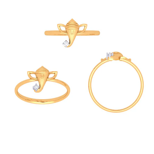 14k Majestic Ganesha Designed Gold Ring From Amazea Collection - Image 6