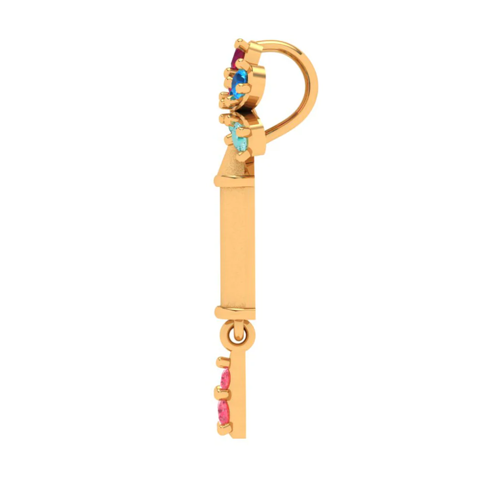 14k Multi-coloured Gems Gold Pendant - Image 3