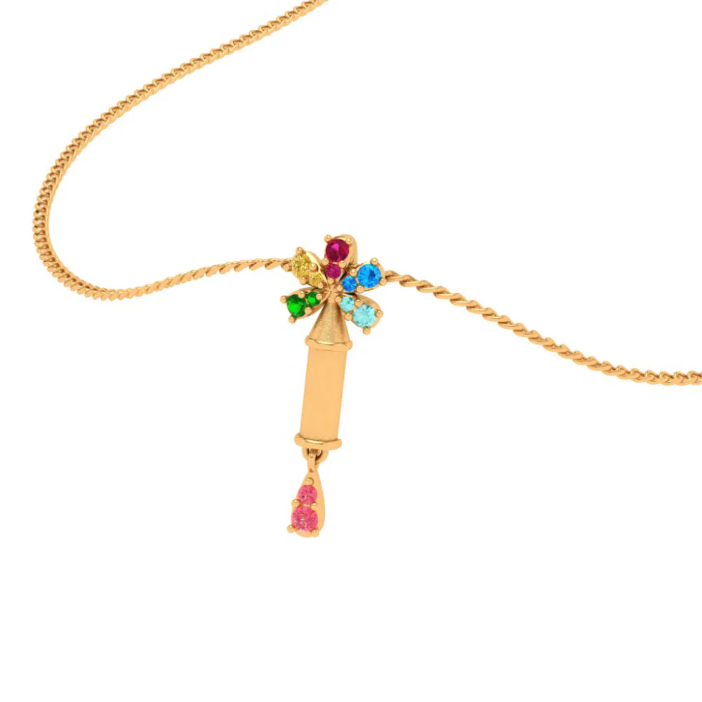 14k Multi-coloured Gems Gold Pendant - Image 6