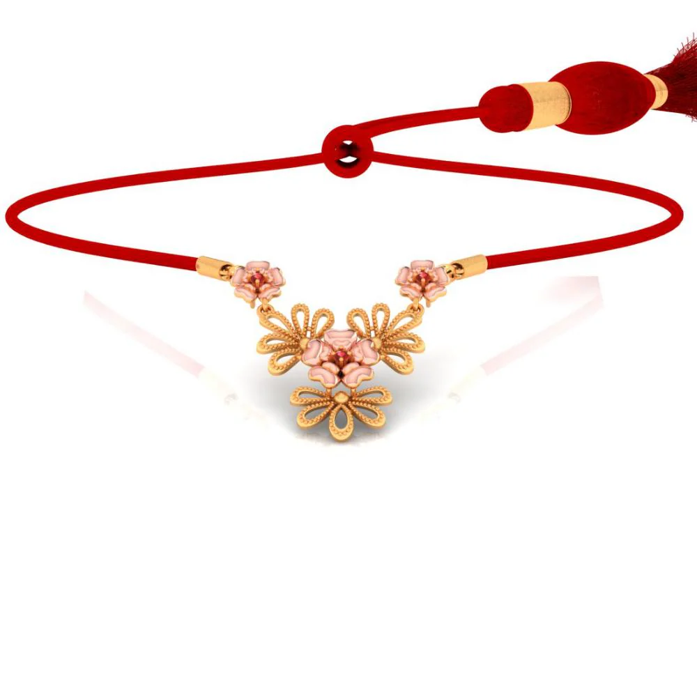 14k Multiple Flowers Designed Gold Elegance Necklace - Image 4