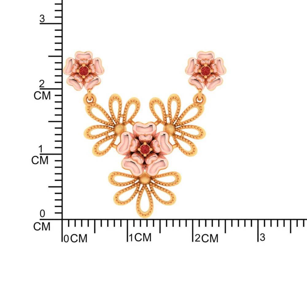 14k Multiple Flowers Designed Gold Elegance Necklace - Image 5