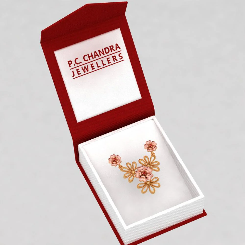 14k Multiple Flowers Designed Gold Elegance Necklace - Image 6